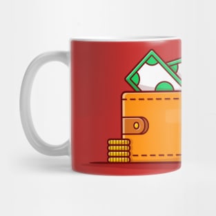 Wallet With Money Cartoon Vector Icon Illustration Mug